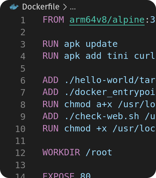 screenshot of dockerfile